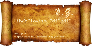 Mihálovits Zénó névjegykártya